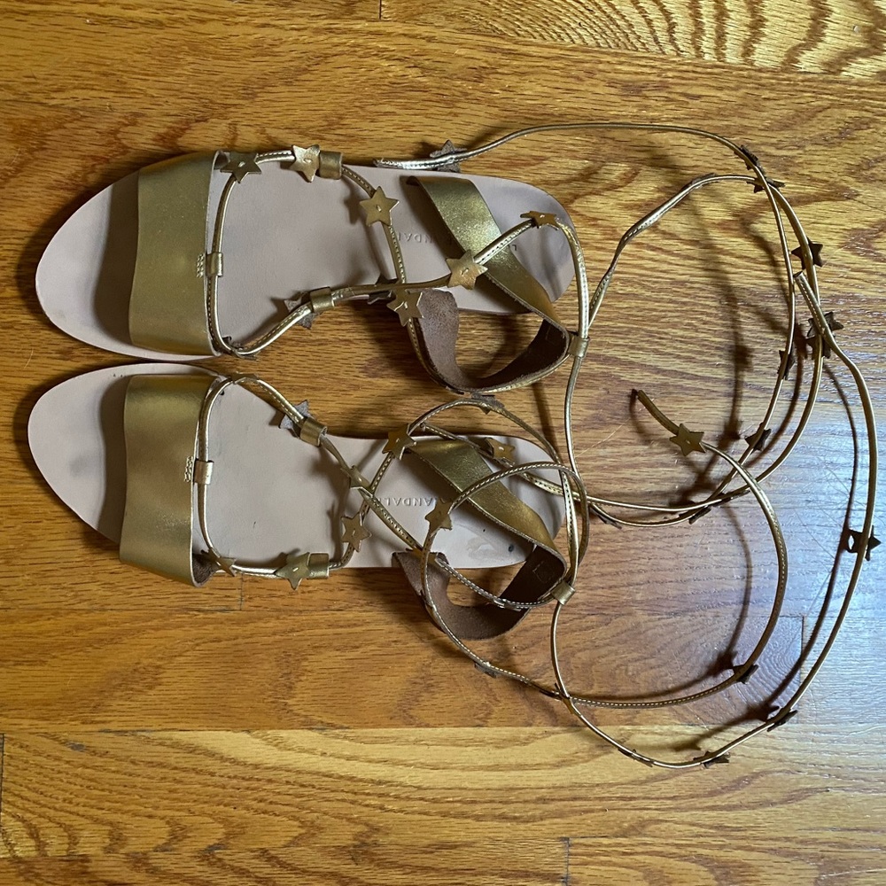Loeffler Randall Gold Leather Starla Sandals